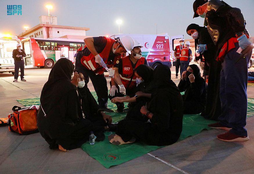 الهلال الأحمر ينفذ فرضية حدوث تدافع في مسجد نمرة بعرفات 1 1656758226 427 الهلال الأحمر ينفذ فرضية حدوث تدافع في مسجد نمرة بعرفات
