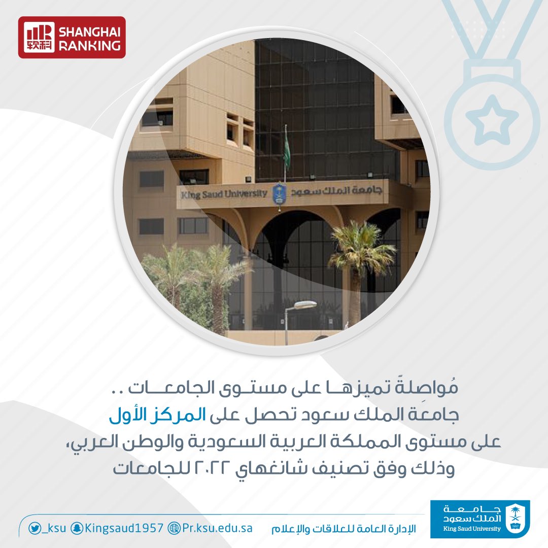 جامعة الملك سعود الأولى عربياً وفق تصنيف شنغهاي لأفضل الجامعات بالعالم 1 FaL6d55WQAA6rhs