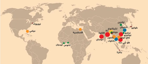 خريطة المناطق المعرضة لخطر الفيضانات بالعالم 1 56
