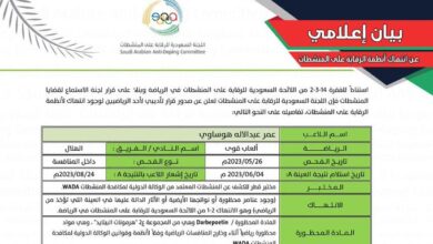 الرقابة على المنشطات تقرّر وقف لاعب الهلال لألعاب القوى عمر