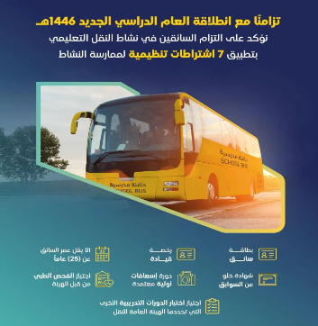 التأكيد على السائقين في النقل التعليمي بتطبيق 7 اشتراطات 1 6556