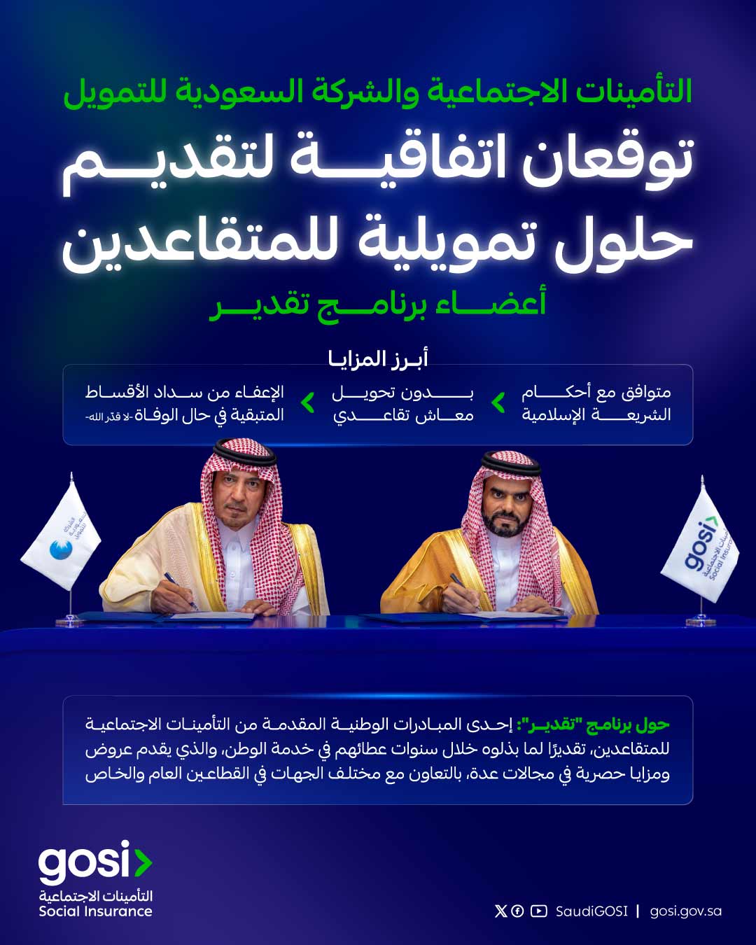التأمينات الاجتماعية توقع اتفاقية لتقديم حلول تمويلية للمتقاعدين 1 00192026